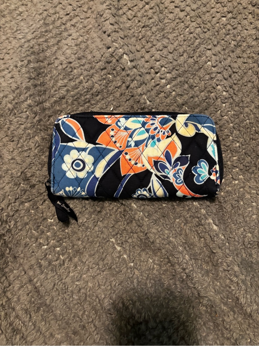 Vera Bradley Navy Floral Quilted Zip Wallet